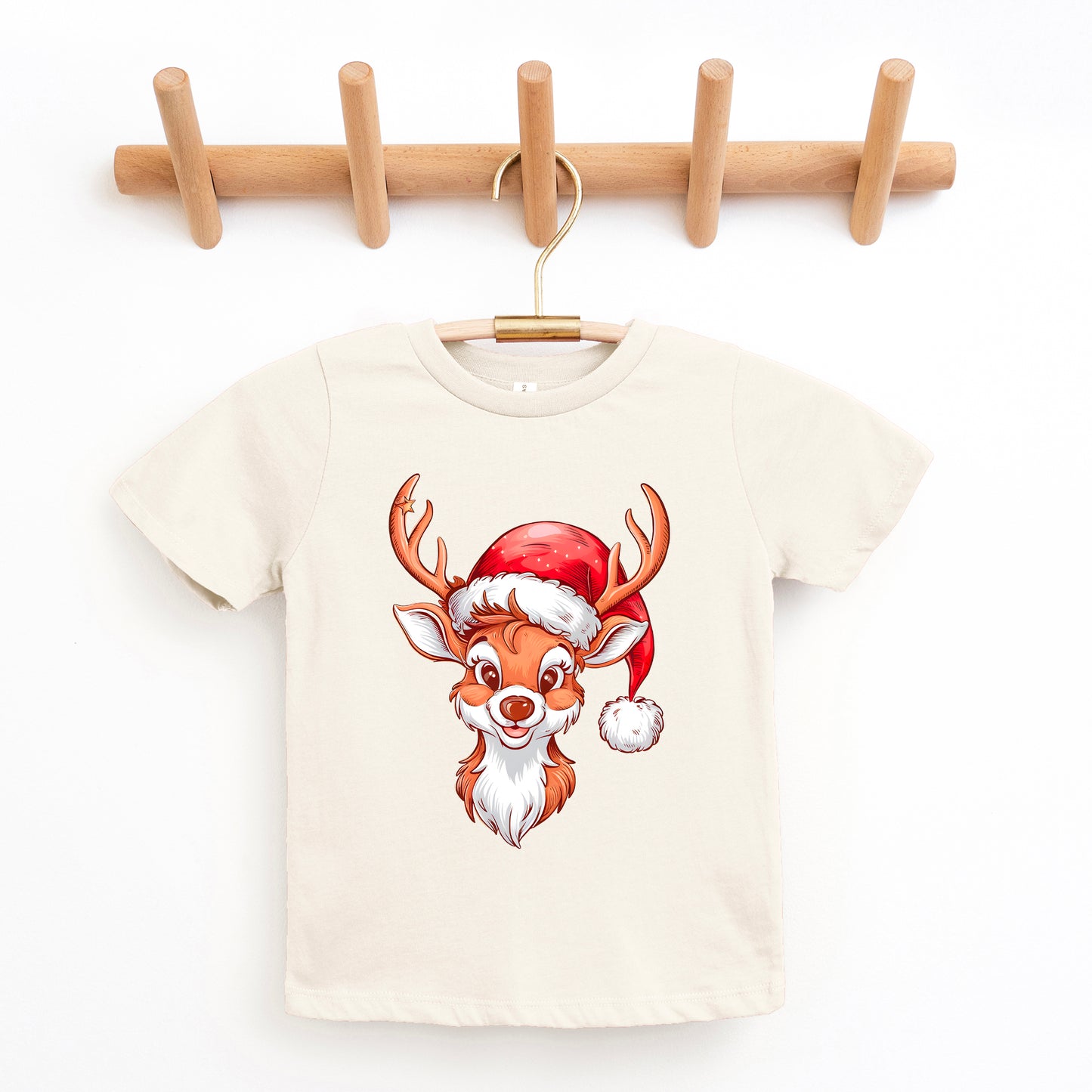 Cute Reindeer Head | Toddler Graphic Short Sleeve Tee