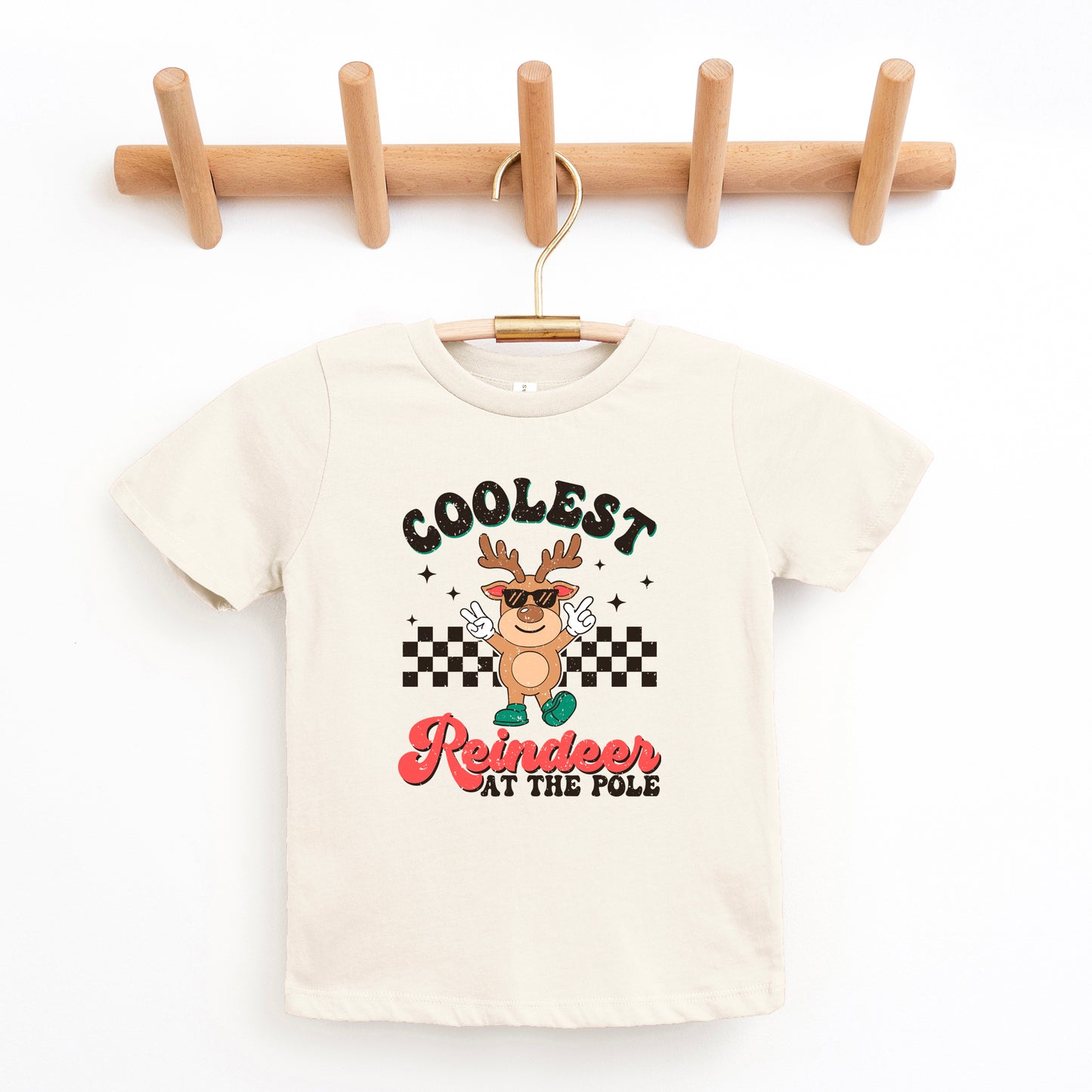 Coolest Reindeer At The Pole | Toddler Graphic Short Sleeve Tee
