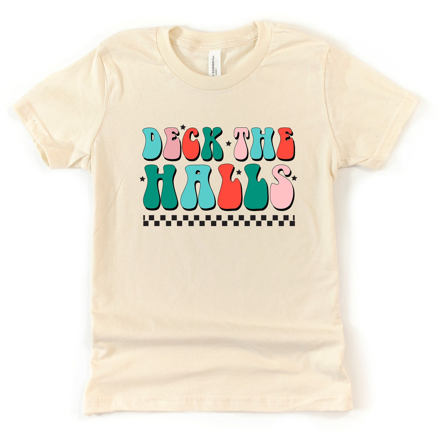 Retro Deck The Halls Checkered | Youth Short Sleeve Crew Neck
