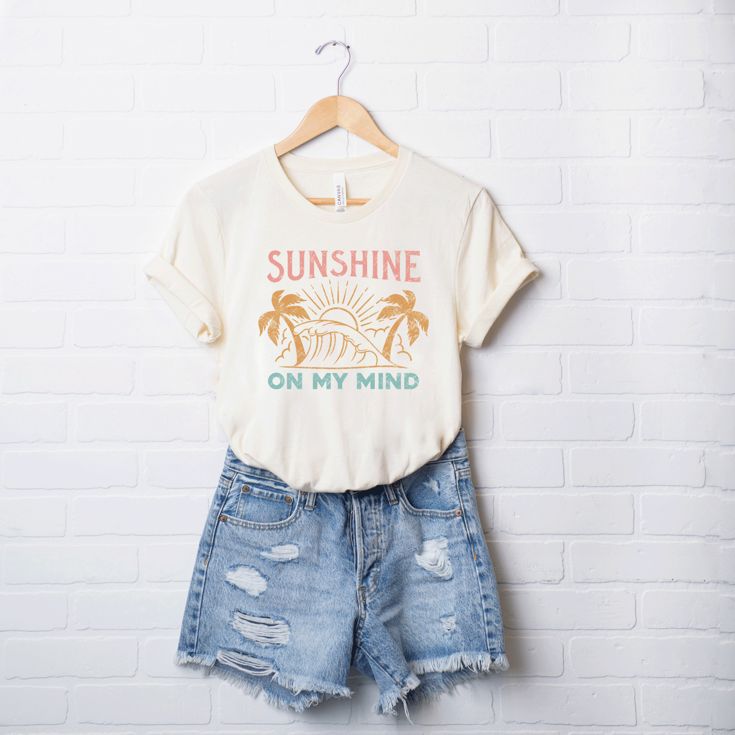 Sunshine On My Mind Palm Trees | Short Sleeve Crew Neck