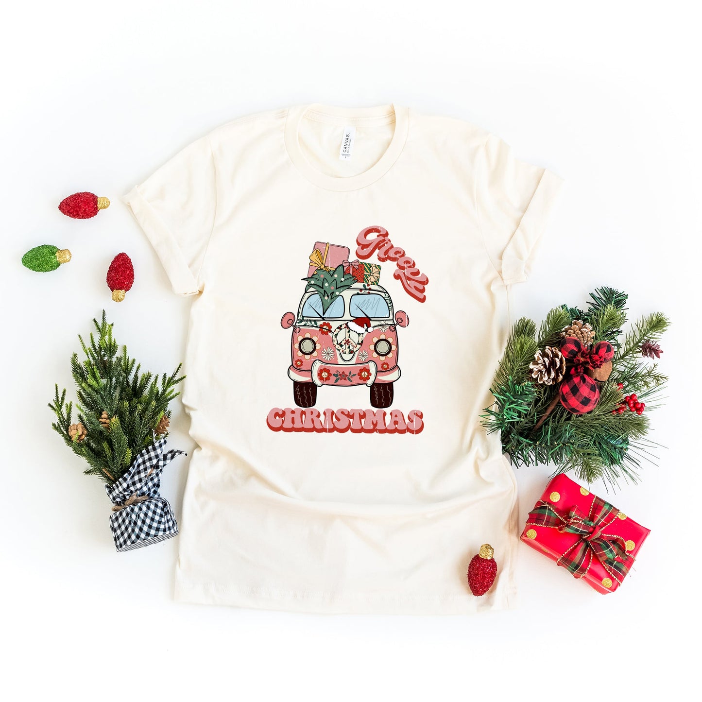 Retro Van Groovy Christmas | Short Sleeve Graphic Tee