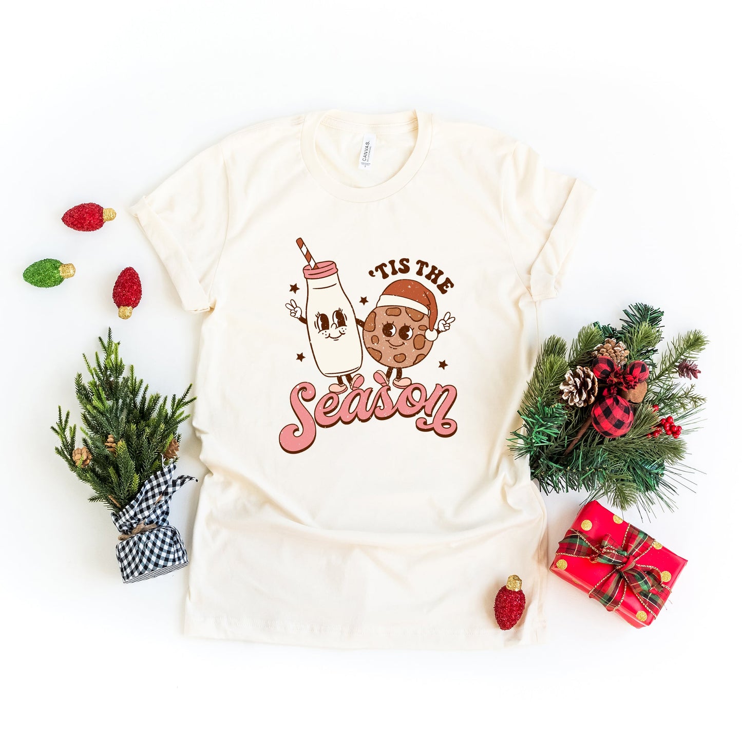 Tis The Season Milk And Cookie | Short Sleeve Crew Neck