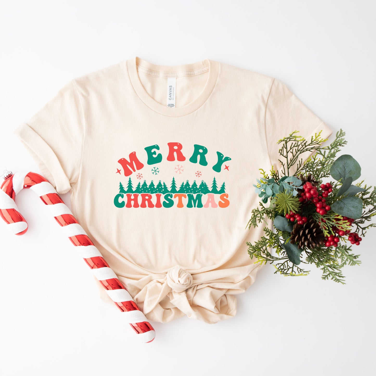 Merry Christmas Trees | Short Sleeve Graphic Tee