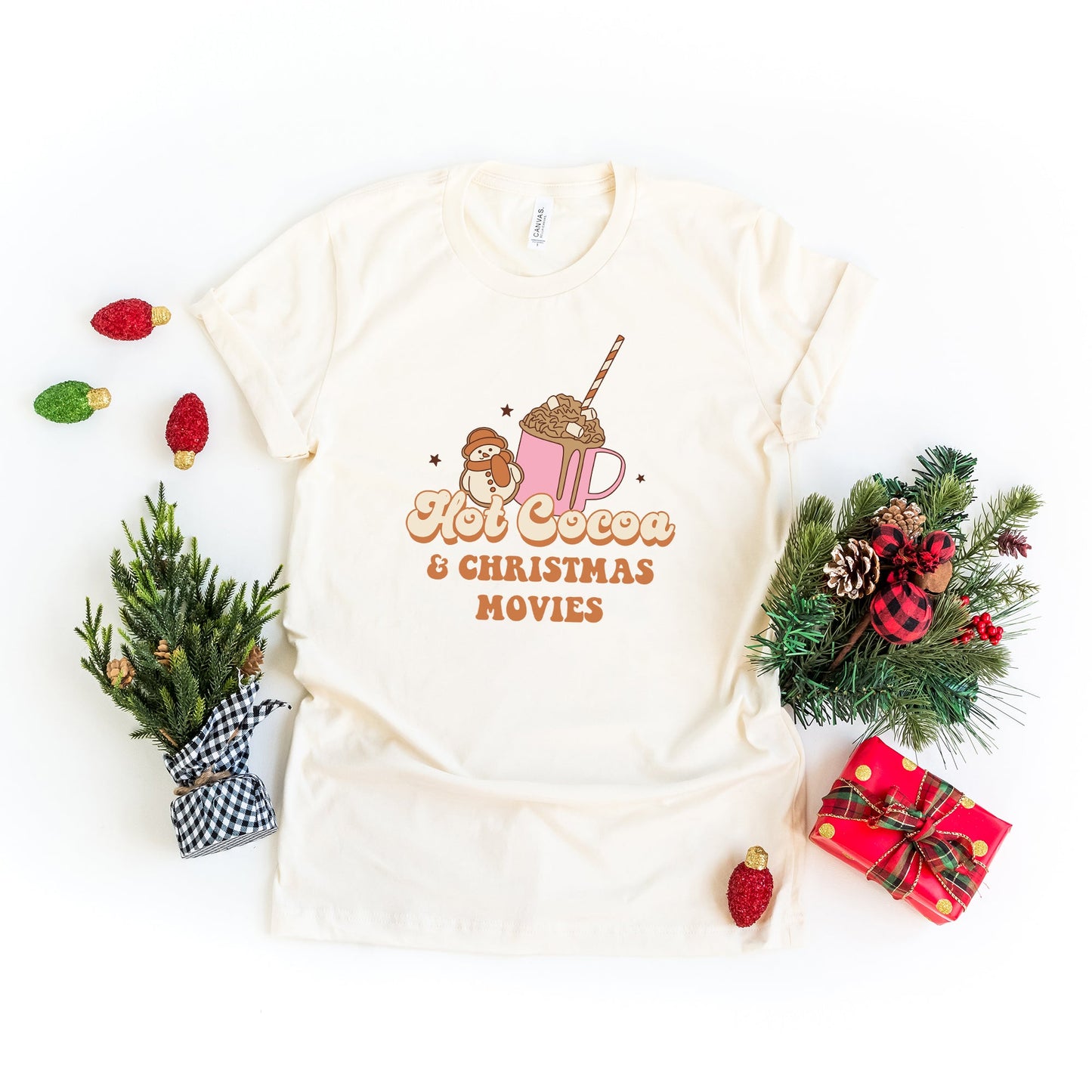 Hot Coco And Christmas Movies | Short Sleeve Crew Neck