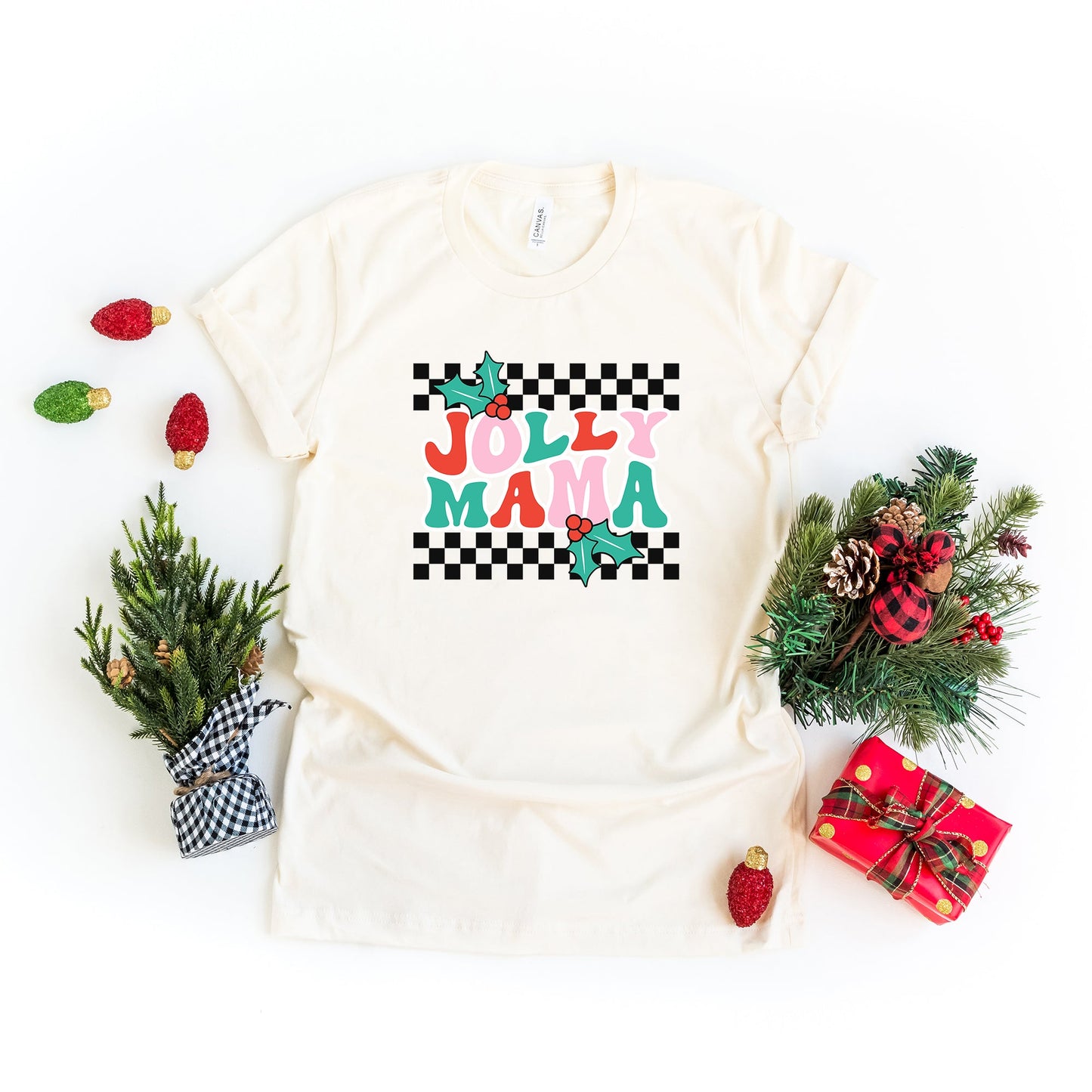 Jolly Mama Checkered | Short Sleeve Graphic Tee