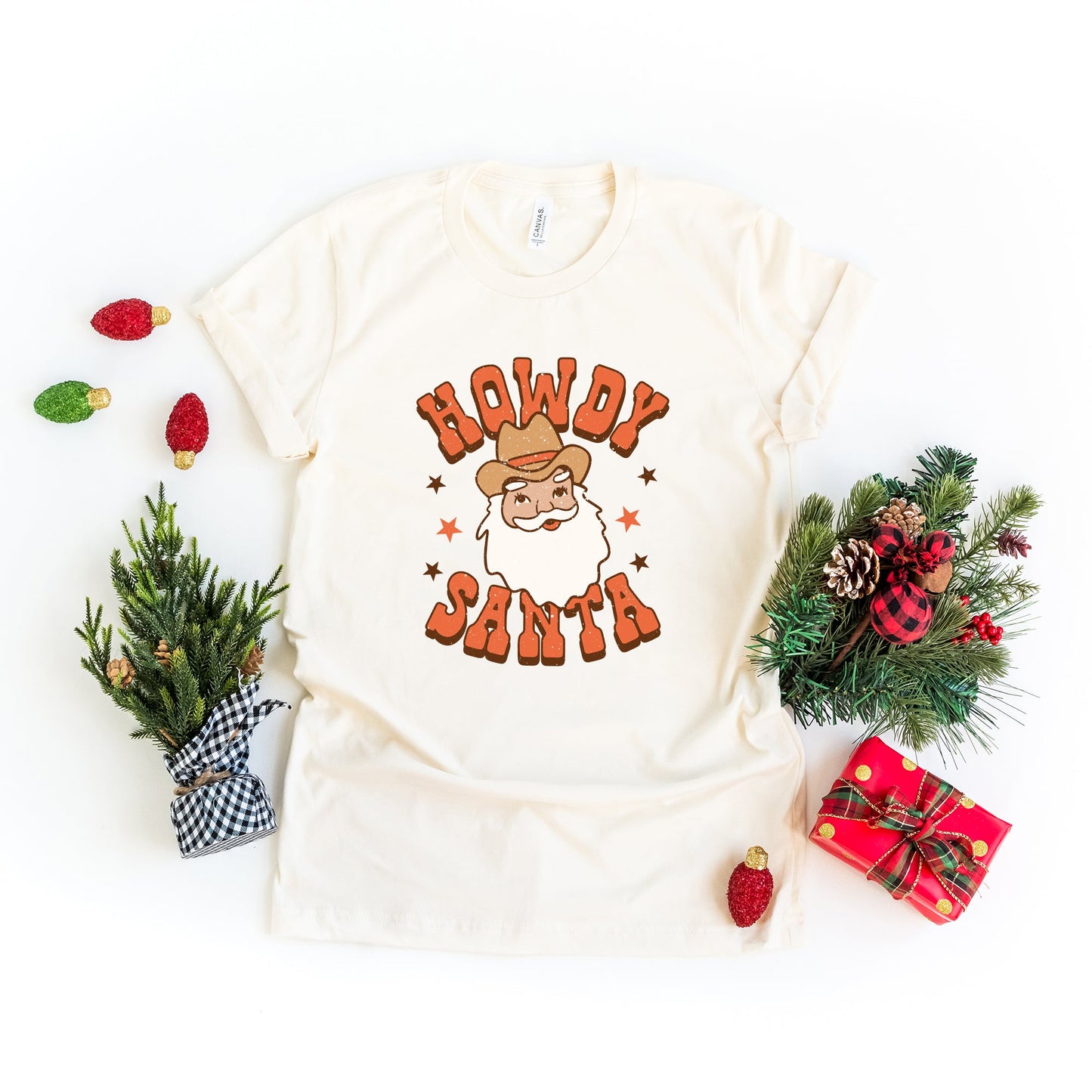 Retro Howdy Santa | Short Sleeve Crew Neck