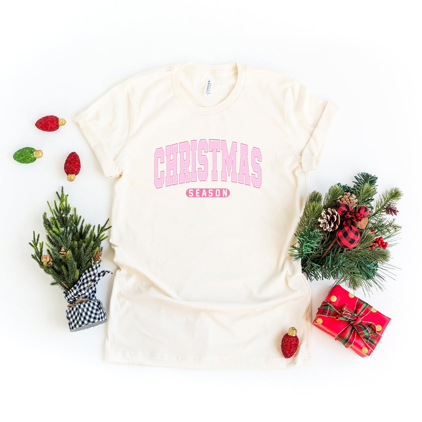 Pink Christmas Season | Short Sleeve Crew Neck