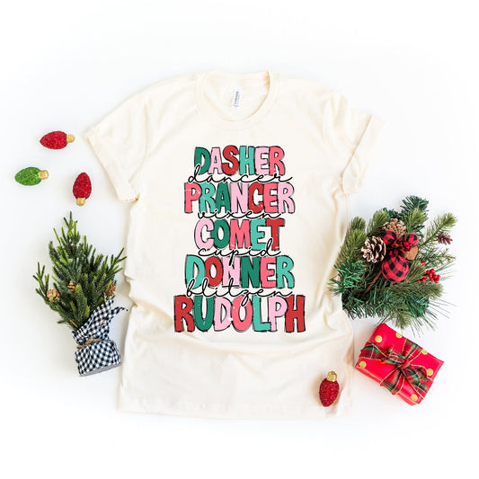 Reindeer Stacked | Short Sleeve Crew Neck