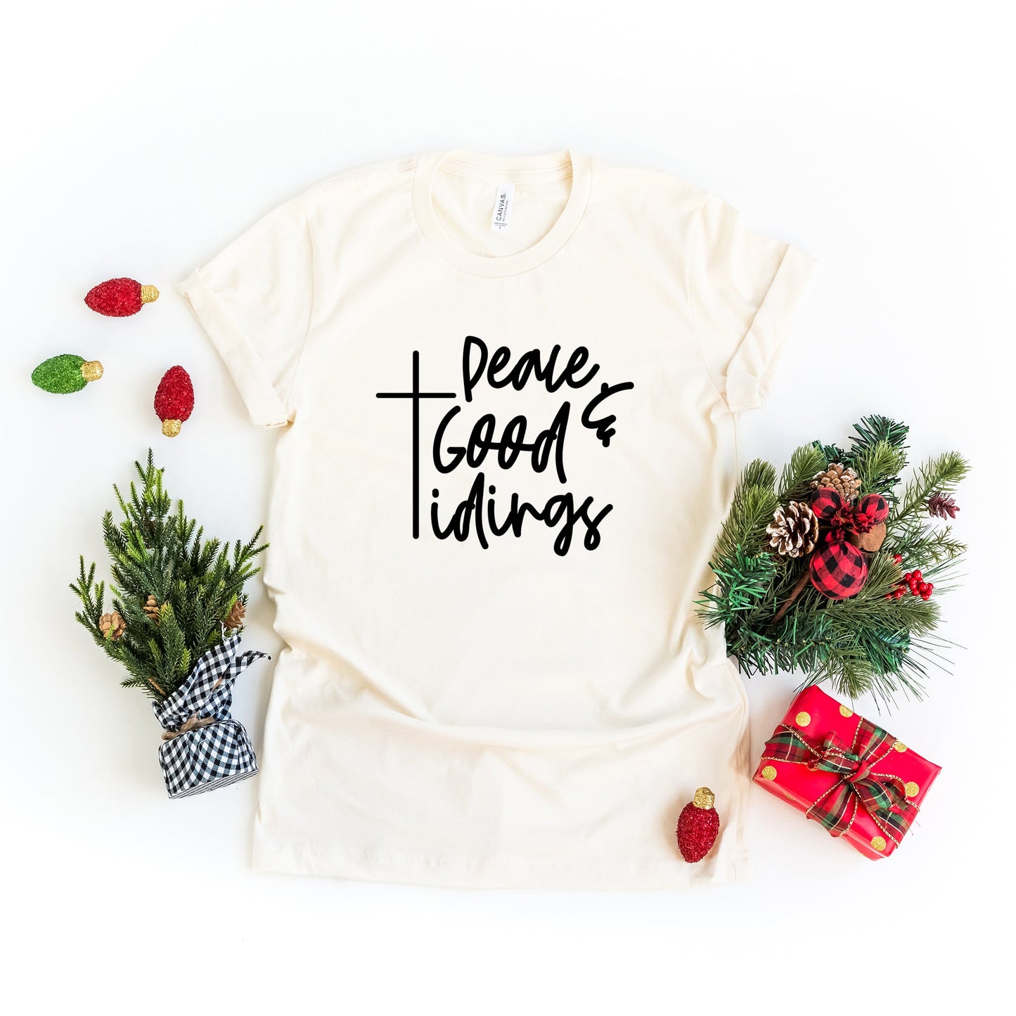 Good Tidings Cursive | Short Sleeve Crew Neck