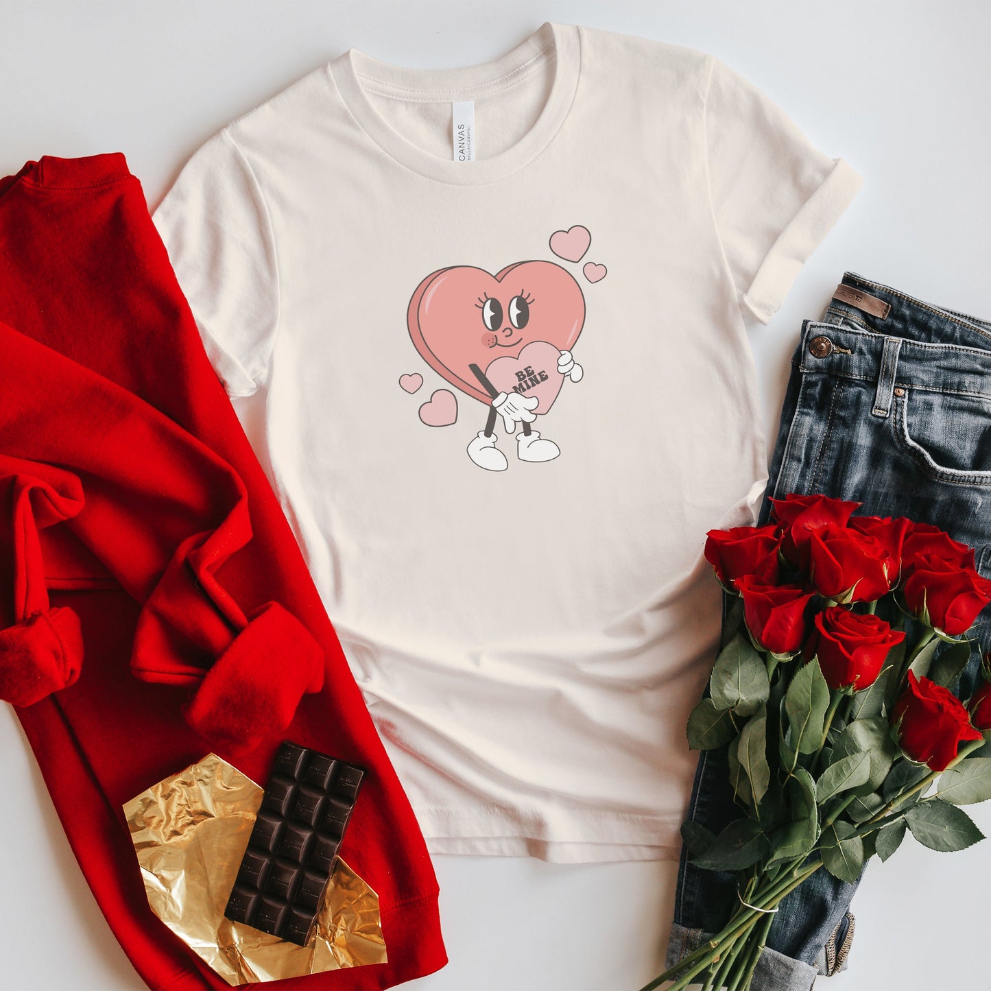 Be Mine Heart Cartoon | Short Sleeve Graphic Tee