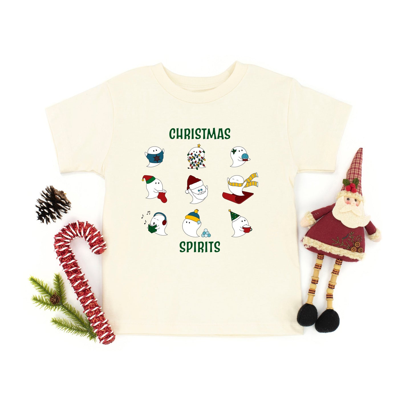 Christmas Spirits Green Words | Toddler Graphic Short Sleeve Tee