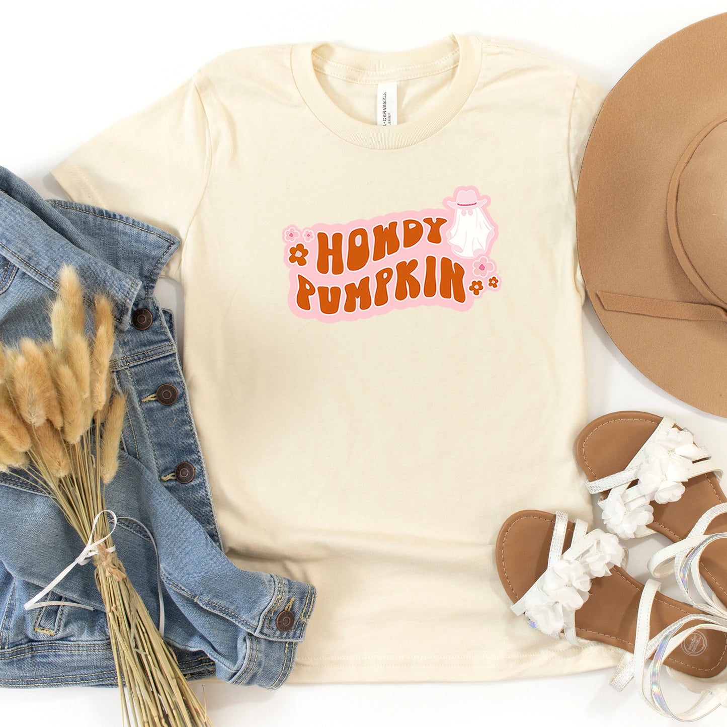 Howdy Pumpkin Ghost | Youth Short Sleeve Crew Neck
