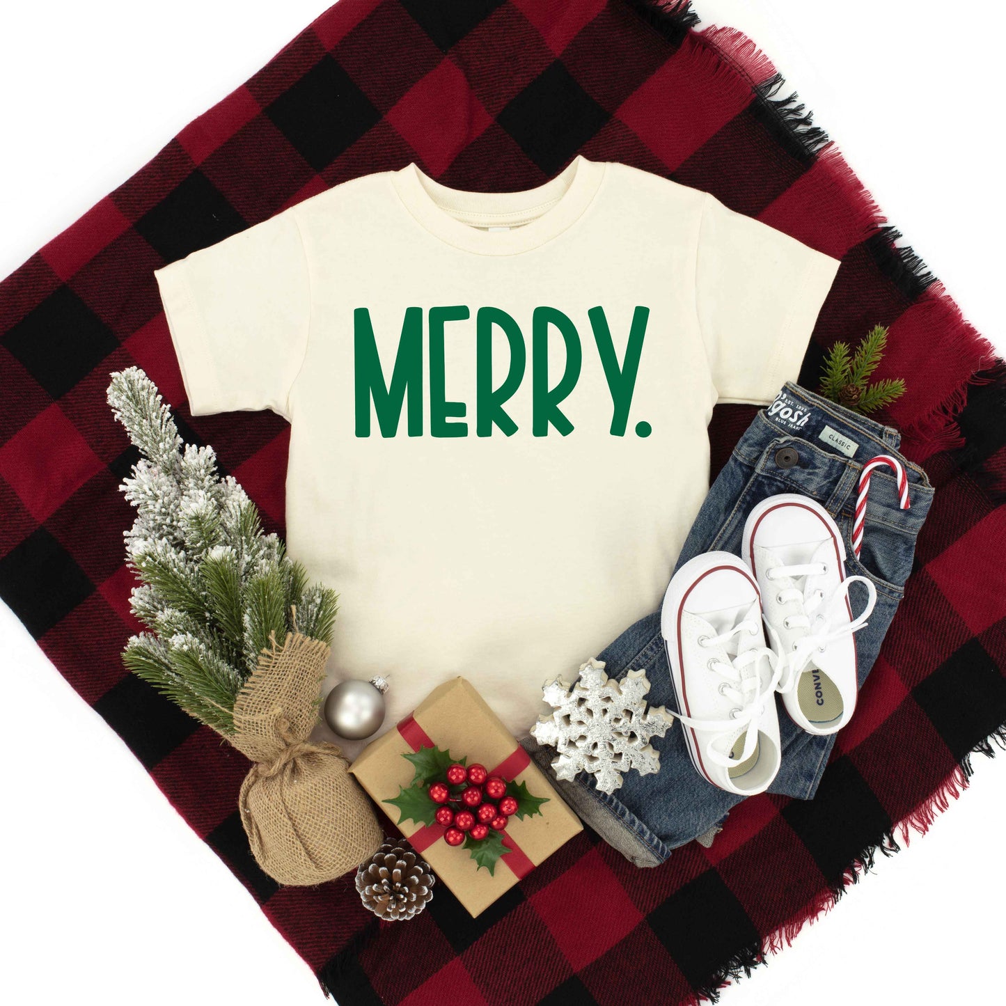Merry Bold Word | Youth Graphic Short Sleeve Tee