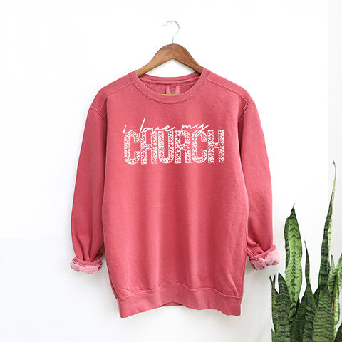 I Love My Chur Leopard | Garment Dyed Sweatshirt