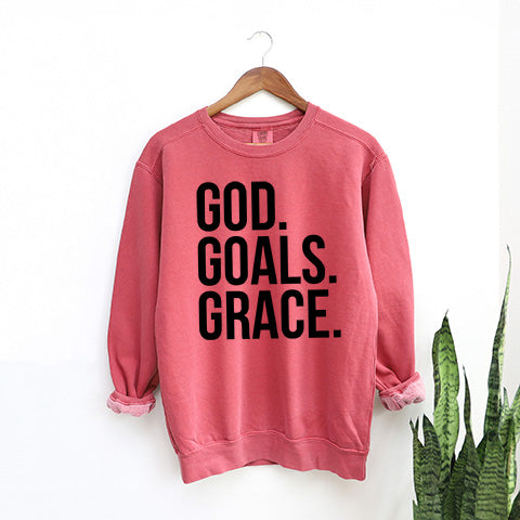 God Goals Grace | Garment Dyed Sweatshirt