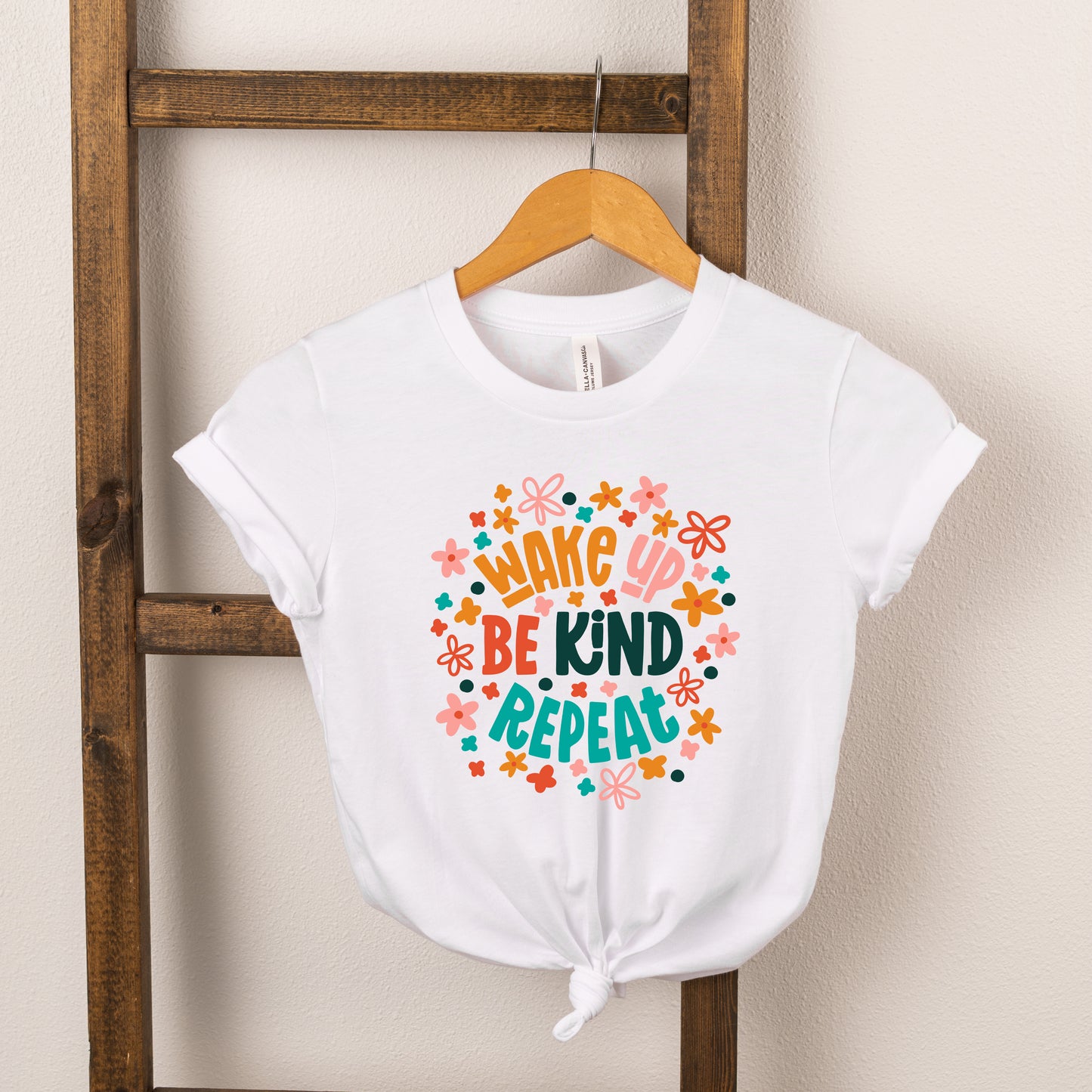 Wake Up Be Kind Repeat Floral | Youth Short Sleeve Crew Neck