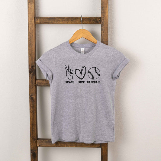 Peace Love Baseball | Toddler Short Sleeve Crew Neck