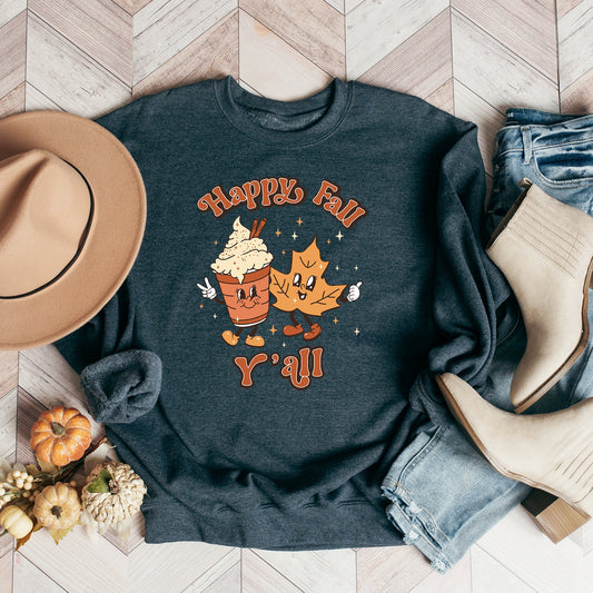 Retro Happy Fall Ya'll Leaf | Sweatshirt