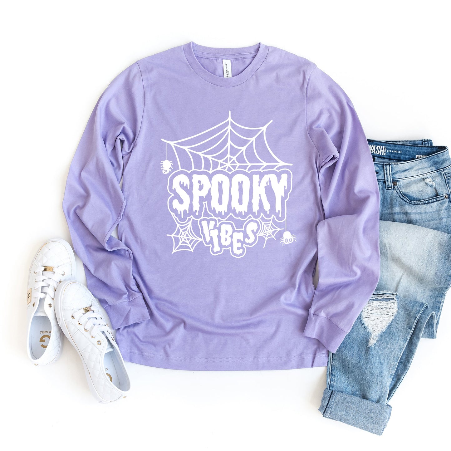 Spooky Vibes Web | Long Sleeve Crew Neck