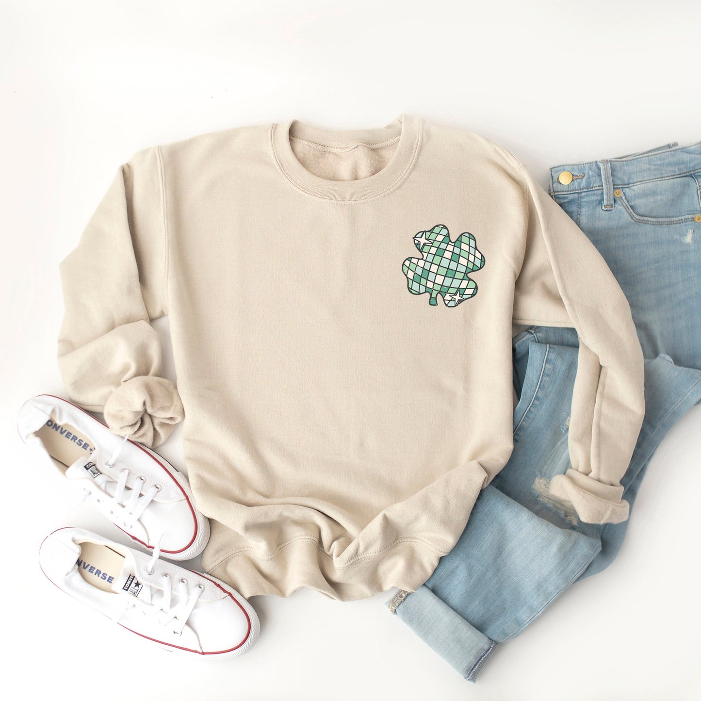 Luck With Shamrock | Front and Back Sweatshirt