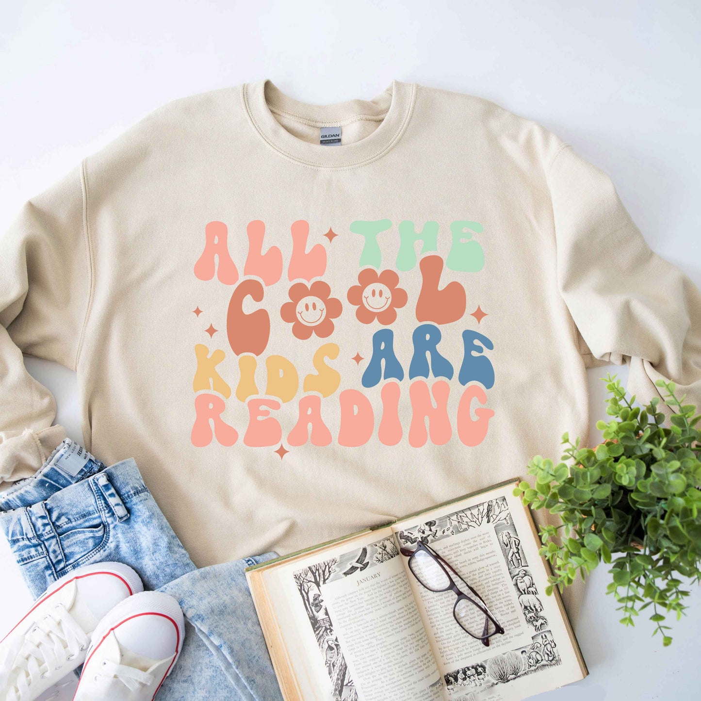 Cool Kids Are Reading Colorful | Sweatshirt