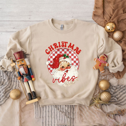 Christmas Vibes Santa Checkered | Sweatshirt