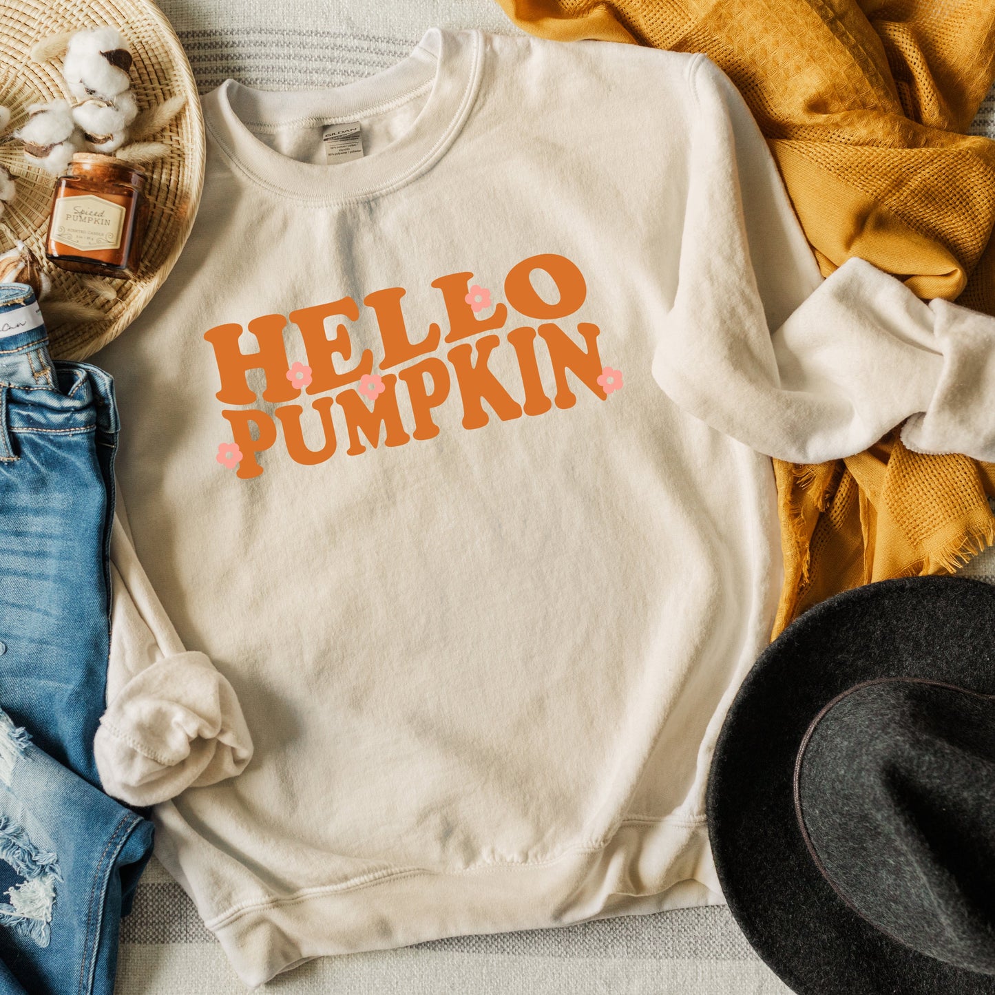 Hello Pumpkin Flowers | Sweatshirt