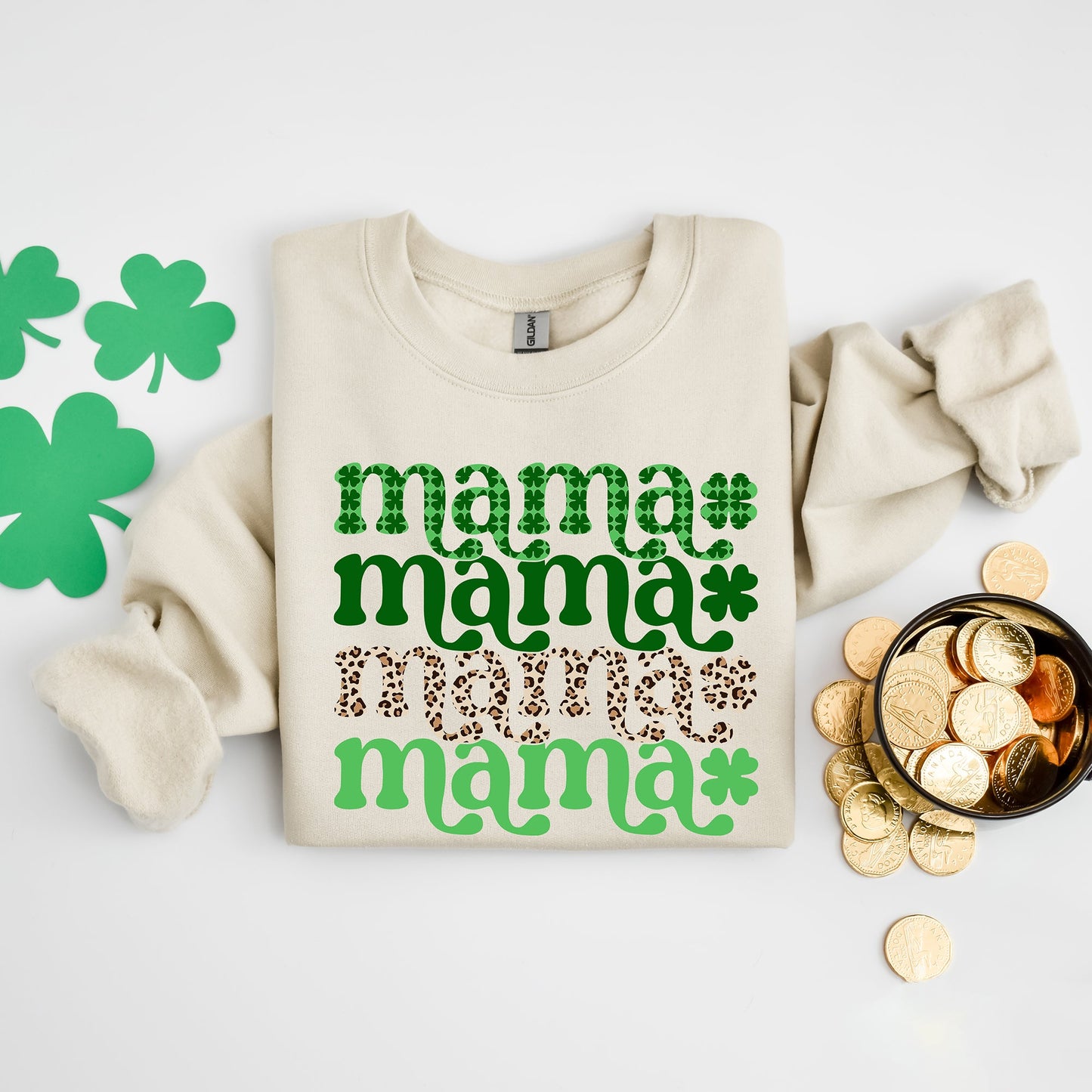 Lucky Mama Plaid Leopard Stacked | Sweatshirt