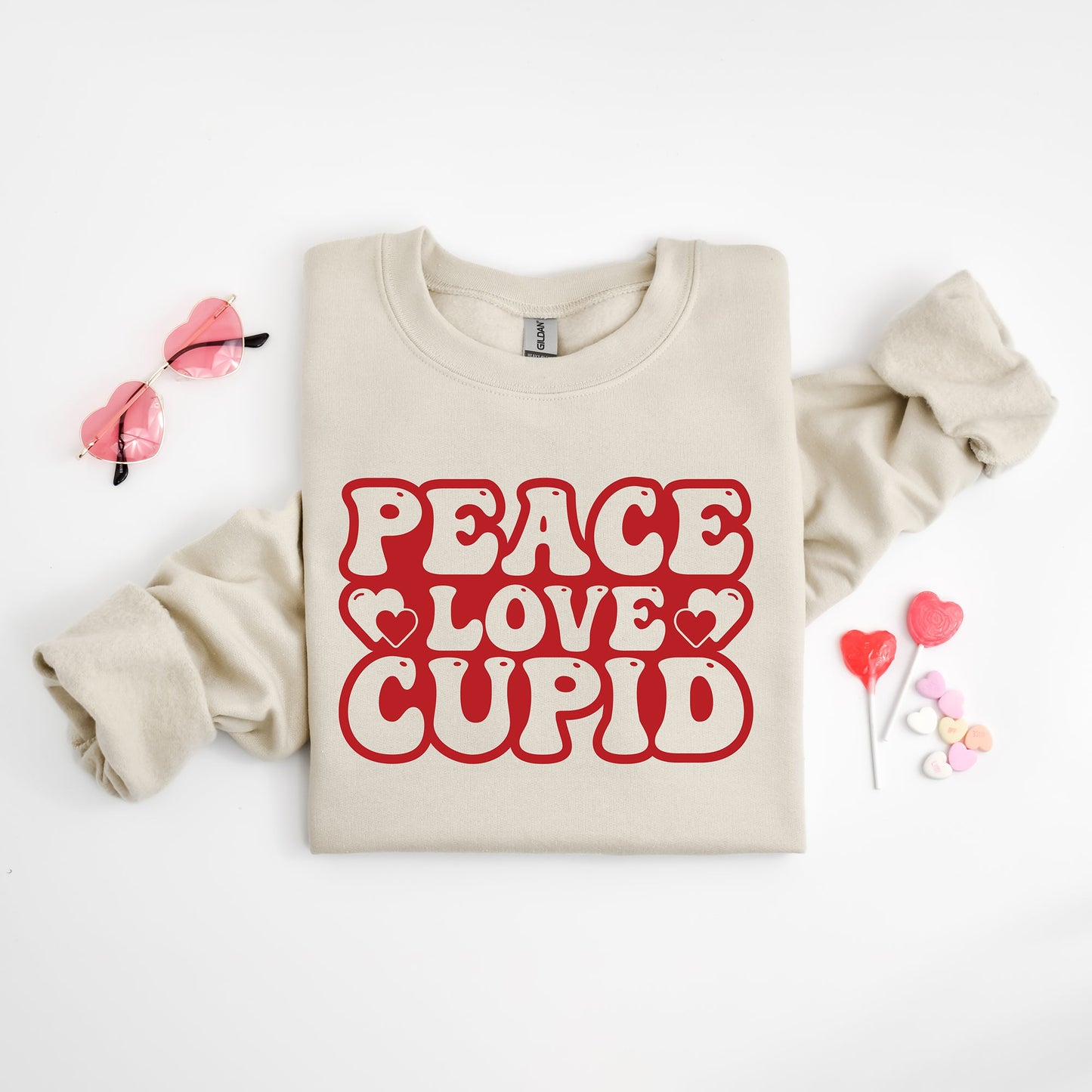 Peace Love Cupid Balloon Letters | Sweatshirt