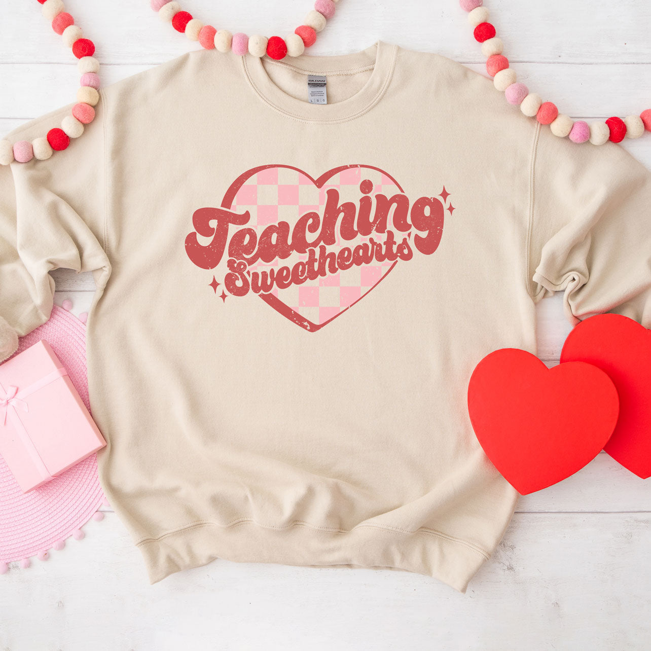 Teaching Sweethearts Checkered Hearts | Sweatshirt