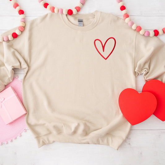 Embroidered Mini Hand Drawn Heart | Sweatshirt