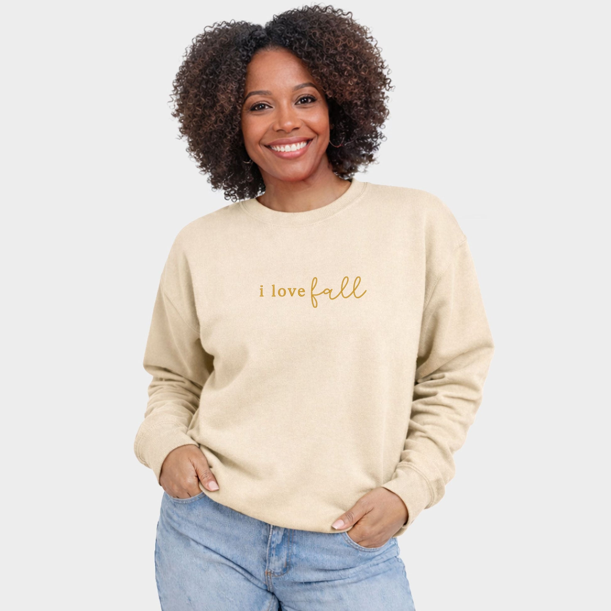 Embroidered I Love Fall - Women's Graphic Sweatshirt