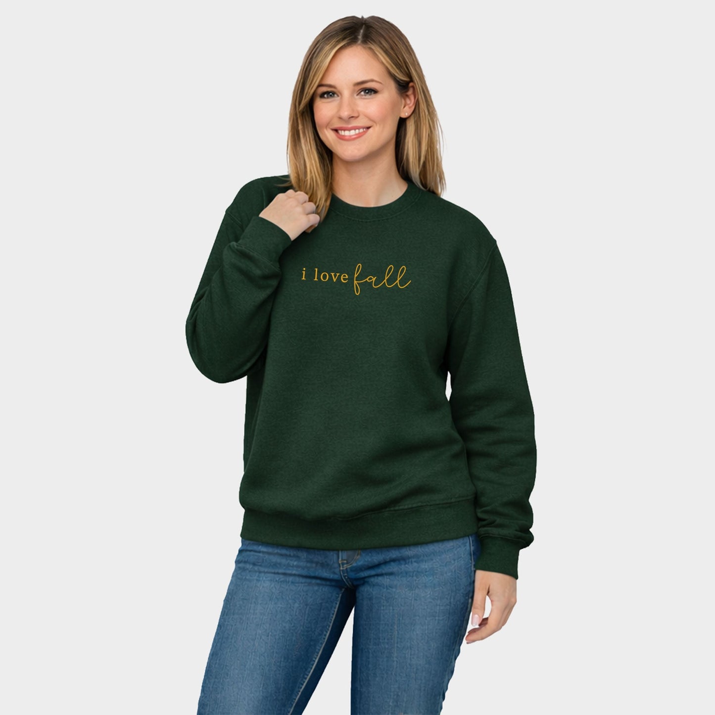 Embroidered I Love Fall - Women's Graphic Sweatshirt