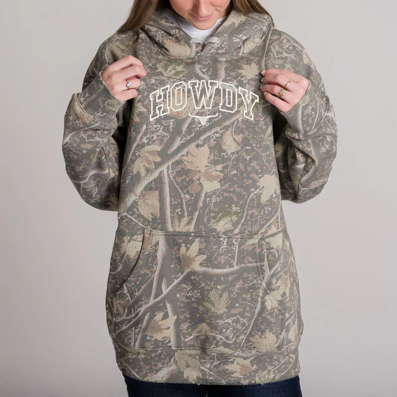 Embroidered Howdy Bull Varsity - Camo Hoodie