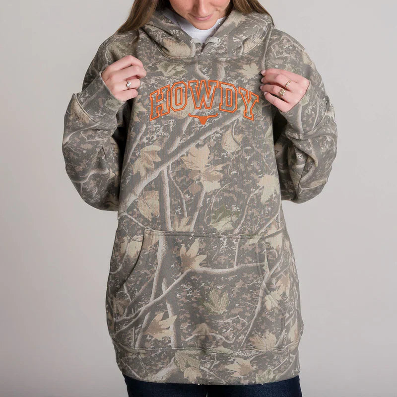 Embroidered Howdy Bull Varsity - Camo Hoodie