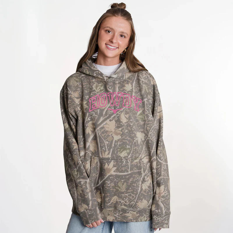 Embroidered Howdy Bull Varsity - Camo Hoodie