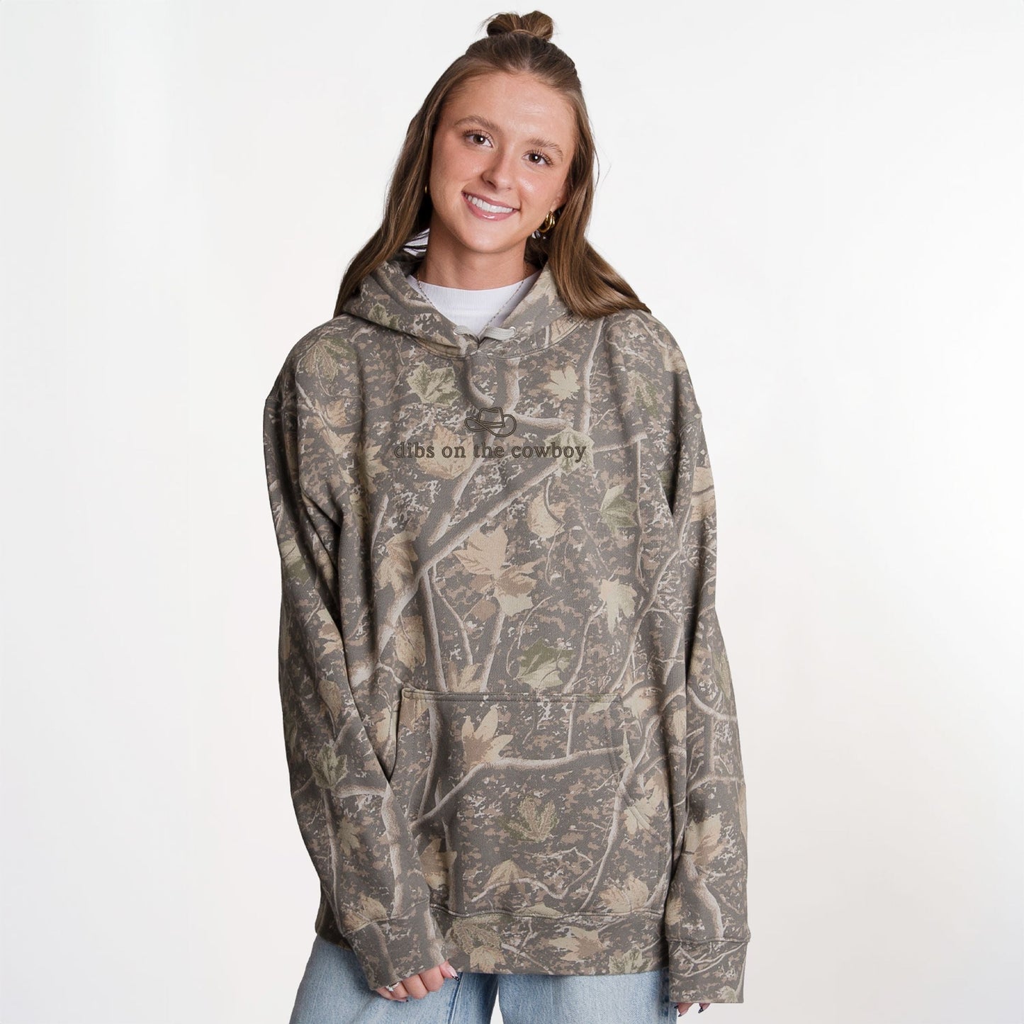 Embroidered Dibs On The Cowboy - Camo Hoodie