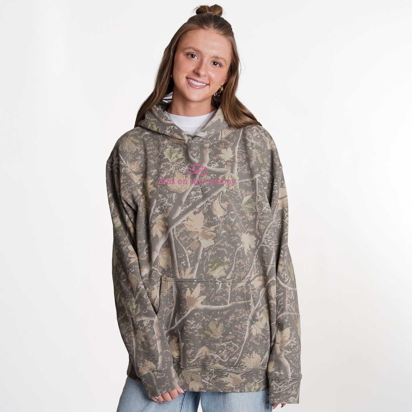 Embroidered Dibs On The Cowboy - Camo Hoodie