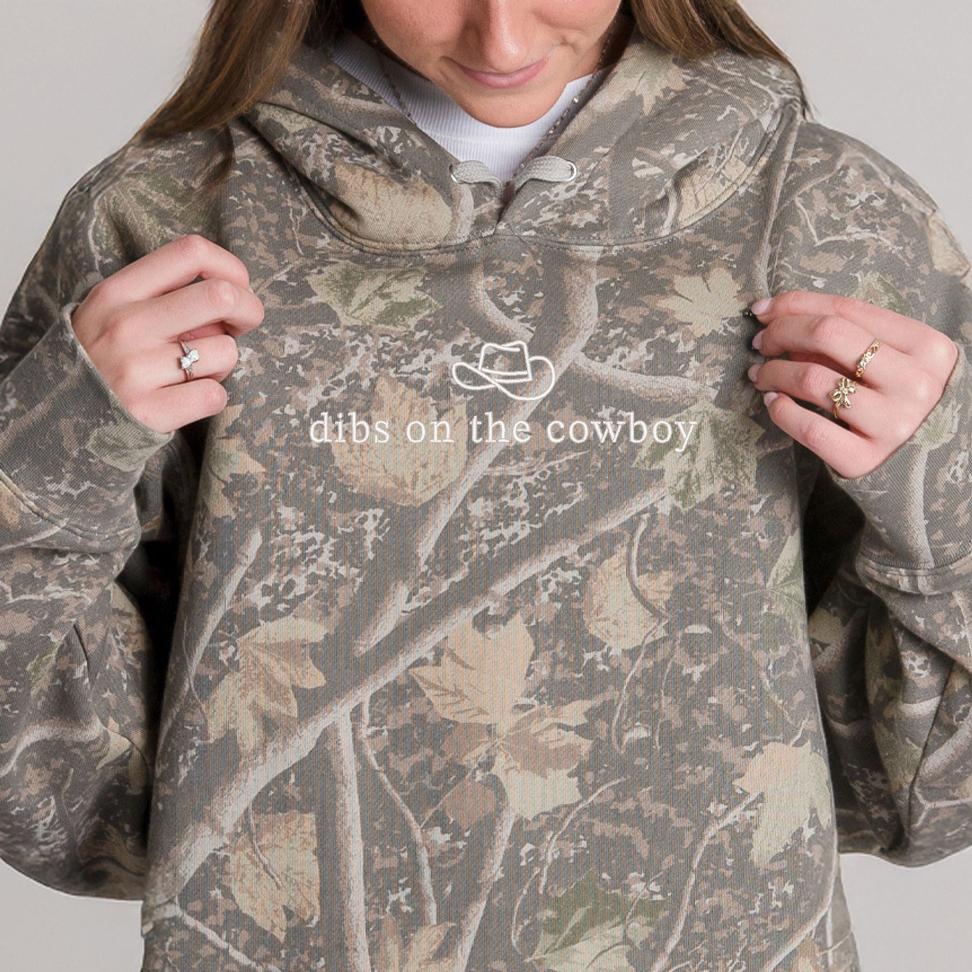Embroidered Dibs On The Cowboy - Camo Hoodie