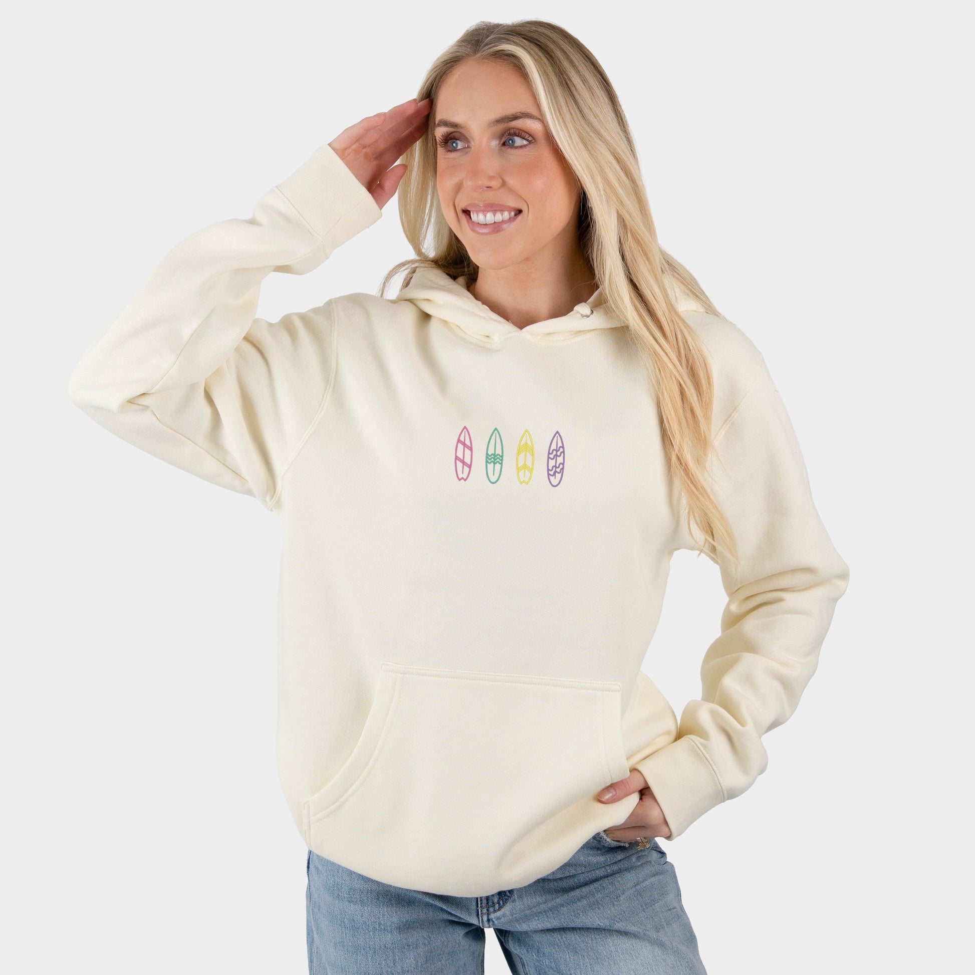 Embroidered Surf Boards - Women's Graphic Hoodie