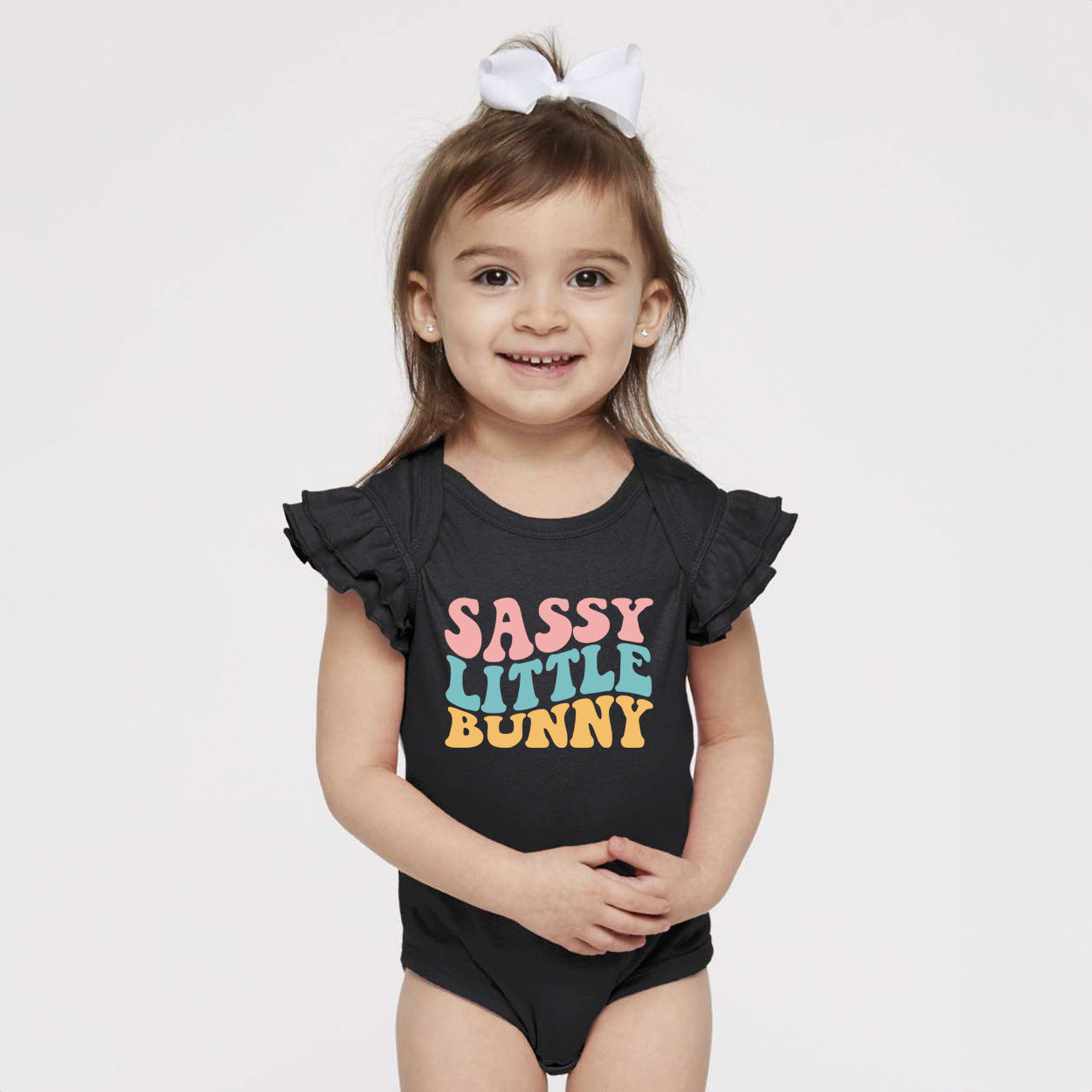 Sassy Little Bunny | Baby Graphic Flutter Sleeve Bodysuit