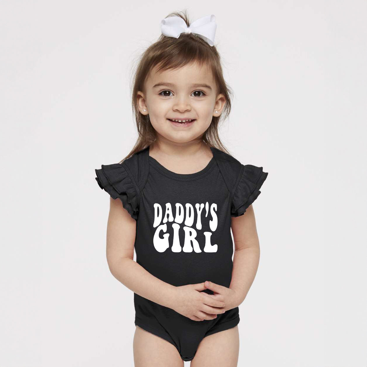 Daddy's Girl Wavy | Baby Graphic Flutter Sleeve Bodysuit