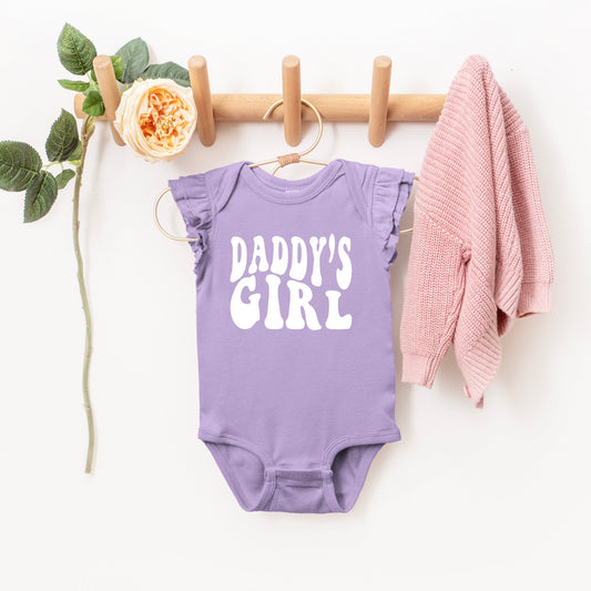 Daddy's Girl Wavy | Baby Graphic Flutter Sleeve Bodysuit