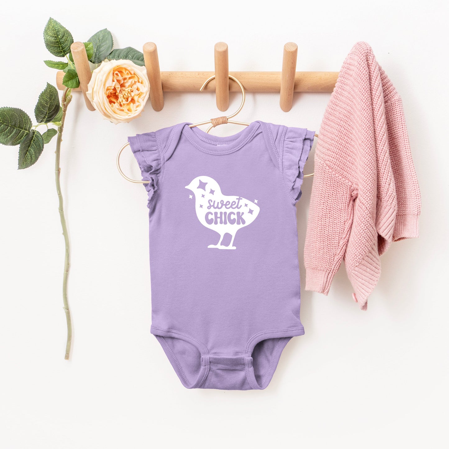 Sweet Chick Chick | Baby Graphic Flutter Sleeve Bodysuit