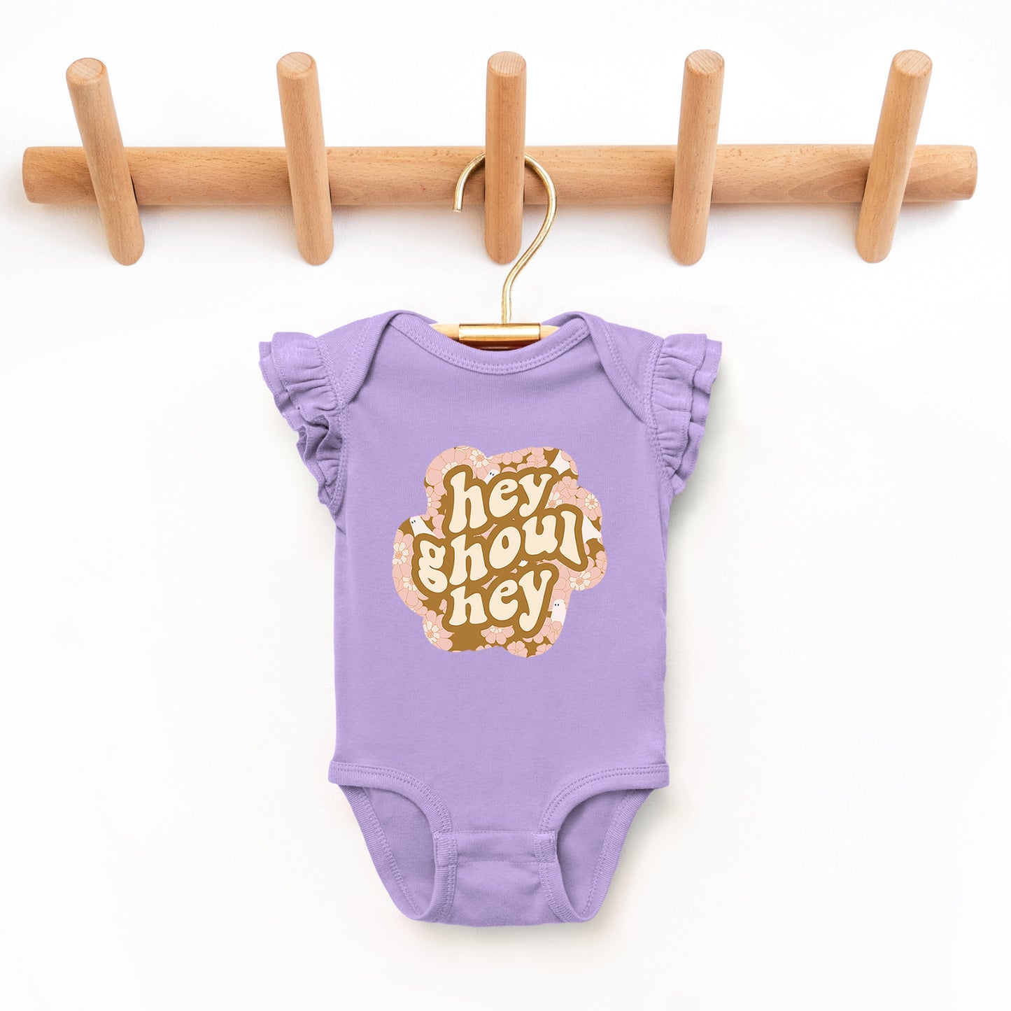 Hey Ghoul Hey Colorful | Baby Graphic Flutter Sleeve Bodysuit