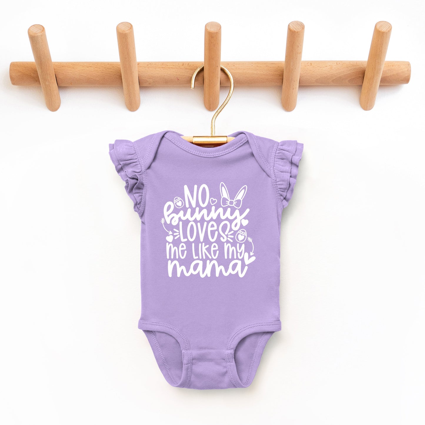 No Bunny Loves Me Like Mama | Baby Graphic Flutter Sleeve Bodysuit