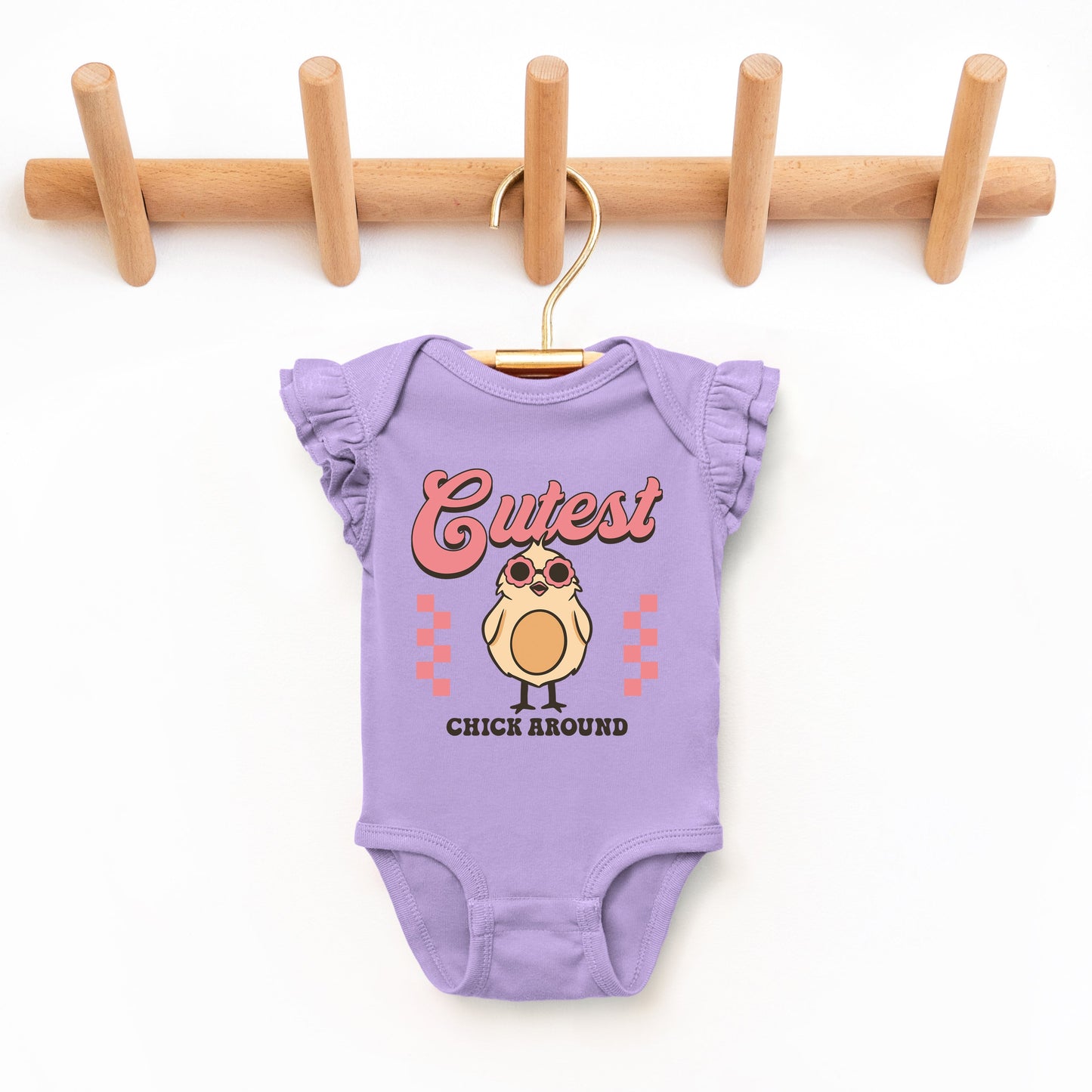 Cutest Chick Around | Baby Graphic Flutter Sleeve Bodysuit