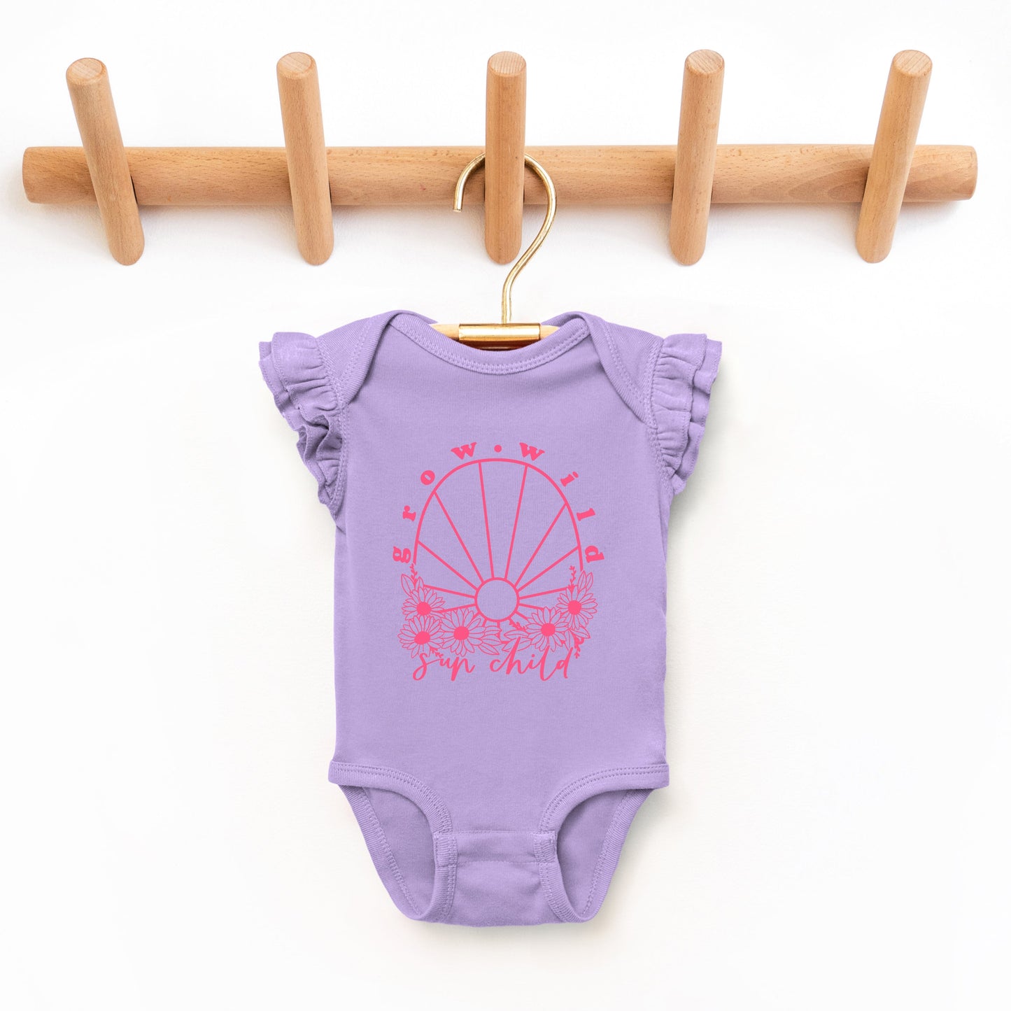 Grow Wild Sun Child | Baby Graphic Flutter Sleeve Bodysuit