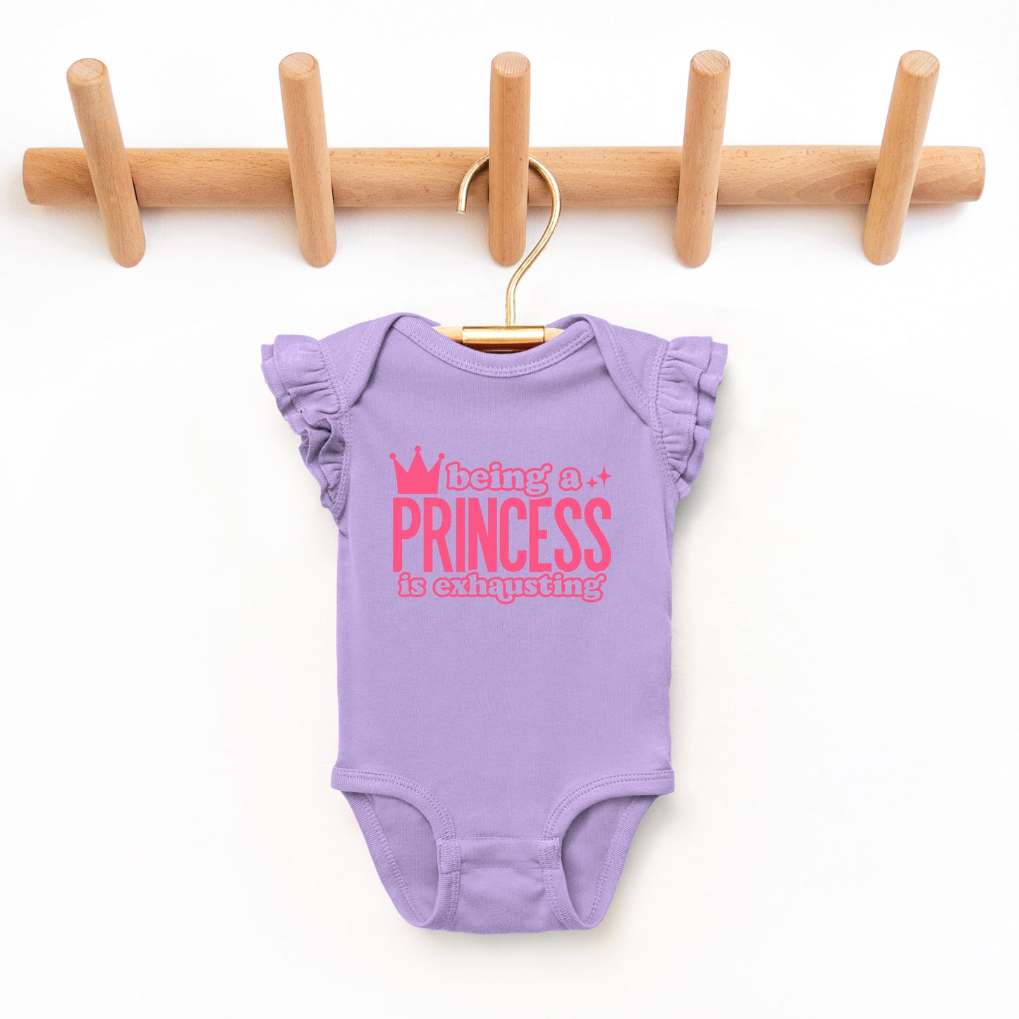 Being A Princess Is Exhausting | Baby Graphic Flutter Sleeve Bodysuit