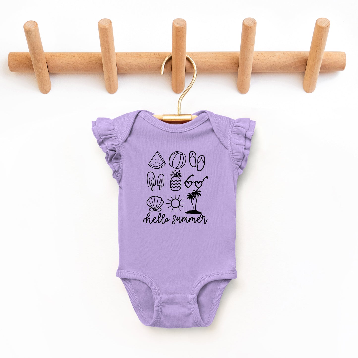 Hello Summer Chart | Baby Graphic Flutter Sleeve Bodysuit